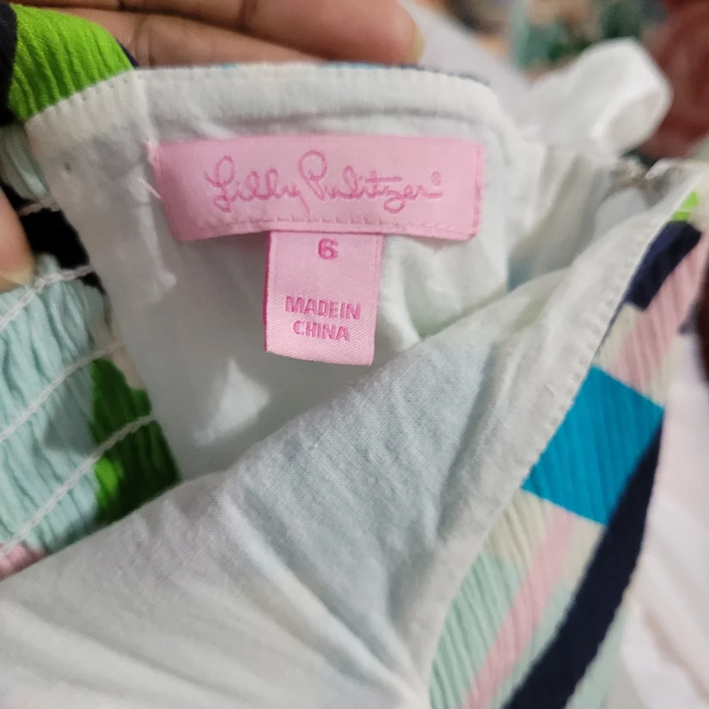 Lilly Pulitzer Geometric pattern signature Cotton fabric Summer mini dress sz 6 - Picture 10 of 11